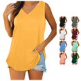 thumbnail image 1 of xfsWaSs Tank Top for Women Loose Fit Sleeveless Tshirts V Neck Summer Womens Tank Tops Solid Color Women's Tees and Tanks Tunic Top, 1 of 5