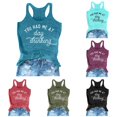 thumbnail image 1 of xfsWaSs Tank Tops for Women Graphic Tees Sleeveless T Shirts Casual Summer Letter Printed Round Neck Tank Top Lightweight Tshirts, 1 of 4