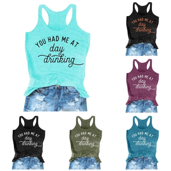 xfsWaSs Tank Tops for Women Graphic Tees Sleeveless T Shirts Casual Summer Letter Printed Round Neck Tank Top Lightweight Tshirts