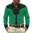 thumbnail image 1 of xfsWaSs Western Cowboy Shirts For Men Casual Button Down Long Sleeve Shirt Floral Embroidered Festival Shirts Holiday Celebration Retro Party Tops, 1 of 4