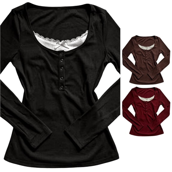xfsWaSs Women Slim Fit Long Sleeve T Shirt Casual Round Neck Tee Shirt Top Fall Clothes Fashion Womens Tops Tshirts