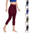 thumbnail image 1 of xfsWaSs Women Tennis Skirted Leggings with Pockets Capris Yoga Leggings with Skirt Stretch Lightweight Breathable Workout Yoga Pants, 1 of 4