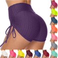 thumbnail image 1 of xfsWaSs Women Workout Shorts High Waisted Biker Shorts with Side Drawstring Ruched Stretchy Athletic Shorts Yoga Gym Leggings Short, 1 of 4