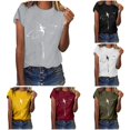 thumbnail image 1 of xfsWaSs Women's Graphic T Shirts for Women Trendy Printed Crew Neck Short Sleeve T-Shirt Basic Casual Tee Tops Stylish Tshirts Woman, 1 of 4