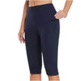 thumbnail image 1 of xfsWaSs Women's Knee Length Capri Leggings with Pockets High Waist Capri Yoga Pants Soft Stretch Workout Running Biker Shorts Casual Activewear, 1 of 7