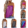 thumbnail image 1 of xfsWaSs Women's Tube Tops Striped Print Strapless Bandeau Tank Top Casual Sleeveless Summer Vacation Loose Shirt Womens Tank Tops, 1 of 4