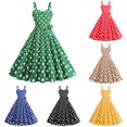 thumbnail image 1 of xfsWaSs Women's Vintage Dress Sleeveless Polka Dot Dress 1950S Party Swing Dresses Spaghetti Straps Wedding Guest Dresses for Women, 1 of 5