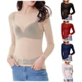 thumbnail image 1 of xfsWaSs Womens Mesh Tops Long Sleeve Shirts Crewneck Slim Fitted Tshirts See Through Blouses Fall Clothes Going Out Top, 1 of 6