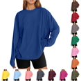 thumbnail image 1 of xfsWaSs Womens Oversized Long Sleeve T Shirts Basic Tees Workout Tops Casual Loose Fit T-Shirts Crewneck Fall Tops Women Plus Size Tshirts, 1 of 6