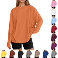 thumbnail image 1 of xfsWaSs Womens Oversized Long Sleeve T Shirts Basic Tees Workout Tops Casual Loose Fit T-Shirts Crewneck Fall Tops Women Plus Size Tshirts, 1 of 6