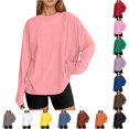 thumbnail image 1 of xfsWaSs Womens Oversized Long Sleeve T Shirts Basic Tees Workout Tops Casual Loose Fit T-Shirts Crewneck Fall Tops Women Plus Size Tshirts, 1 of 6