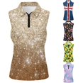 thumbnail image 1 of xfsWaSs Womens Tank Tops Women's Sleeveless Golf Polo Shirts Casual Floral Print 1/4 Zip Tennis Workout Tank Top Summer Lightweight, 1 of 4