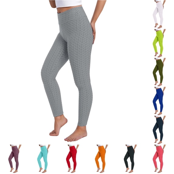 xfsWaSs Workout Stretchy Leggings for Women High Waist Yoga Pants Honeycomb Bubble Textured Lifting Fitness Running Yoga Leggings