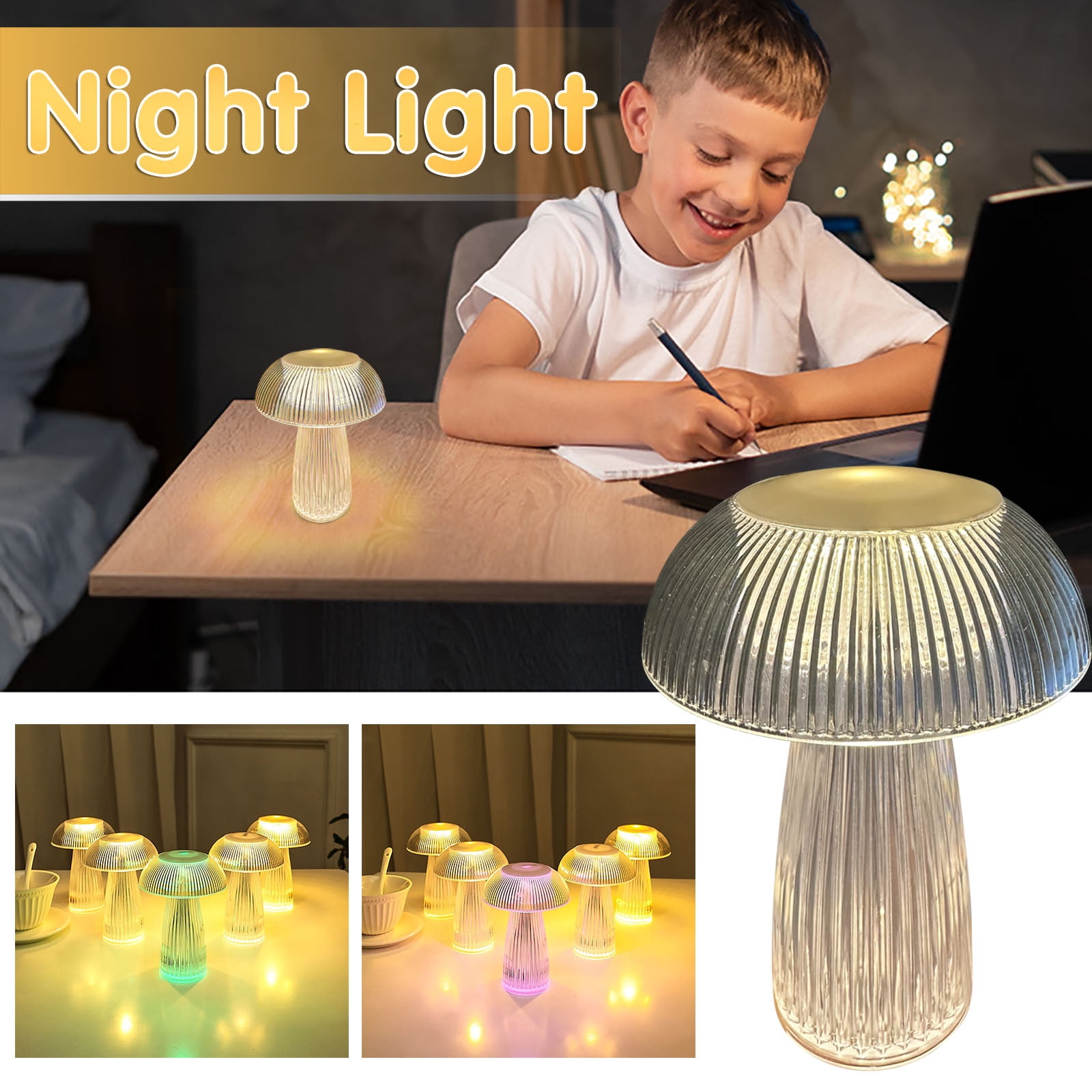 xgfhyjeh Small Crystal Jellyfish Table Lamp for Bedroom Contemporary ...