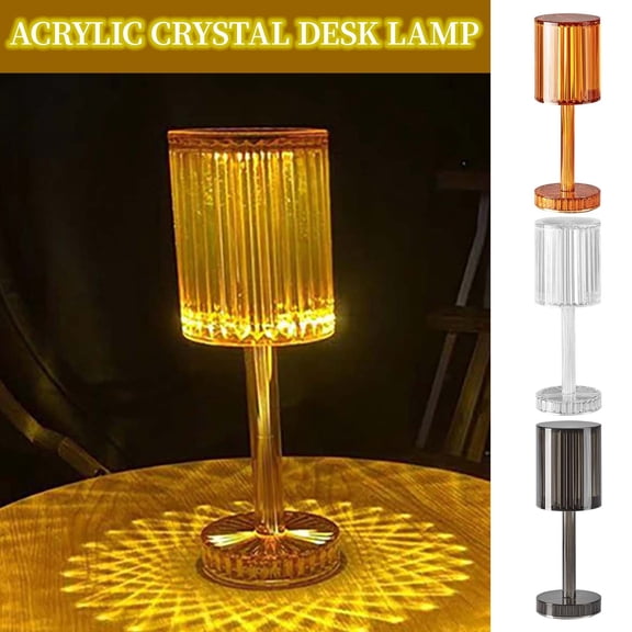 xgfhyjeh Small Table Lamp for Bedroom Contemporary Bedside Side End Led Table Lamp Modern Natural Acrylic Crystal Nightstand Light Home Office Room Decor Decoration,Acrylic