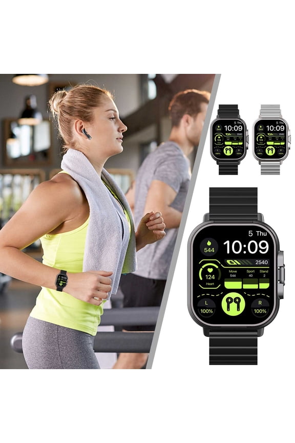 Smart Watch for Android Phones, Bluetooth Waterproof Touchs Screen Sports Smart Watches for Women Men with Earbuds