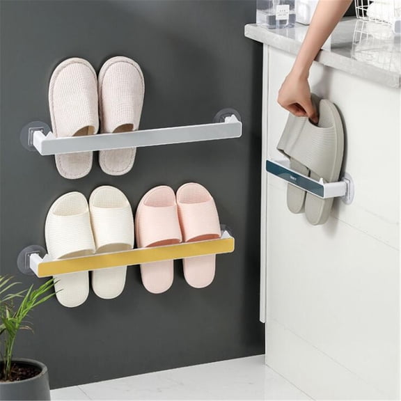 xgfhyjeh Wall Mounted Shoes Rack 2Pack with Sticky Hanging Strips, Plastic Shoes Holder Storage Organizer,Door Shoe Hangers