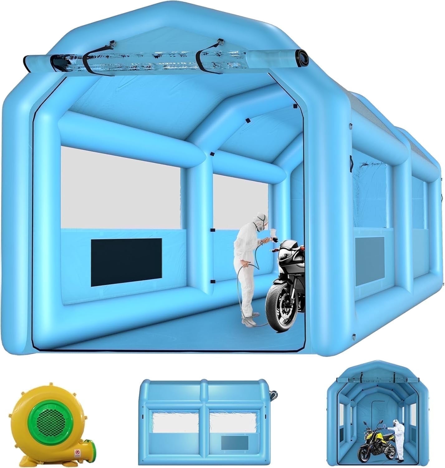 xhyhwyd Inflatable Spray Booth 13.5 x 8.5 x 8.5ft Portable Inflatable Paint Booth Tent w/750W Blower & Air Filter System for DIY Spray Car Parts Painting Motorcycle Garage