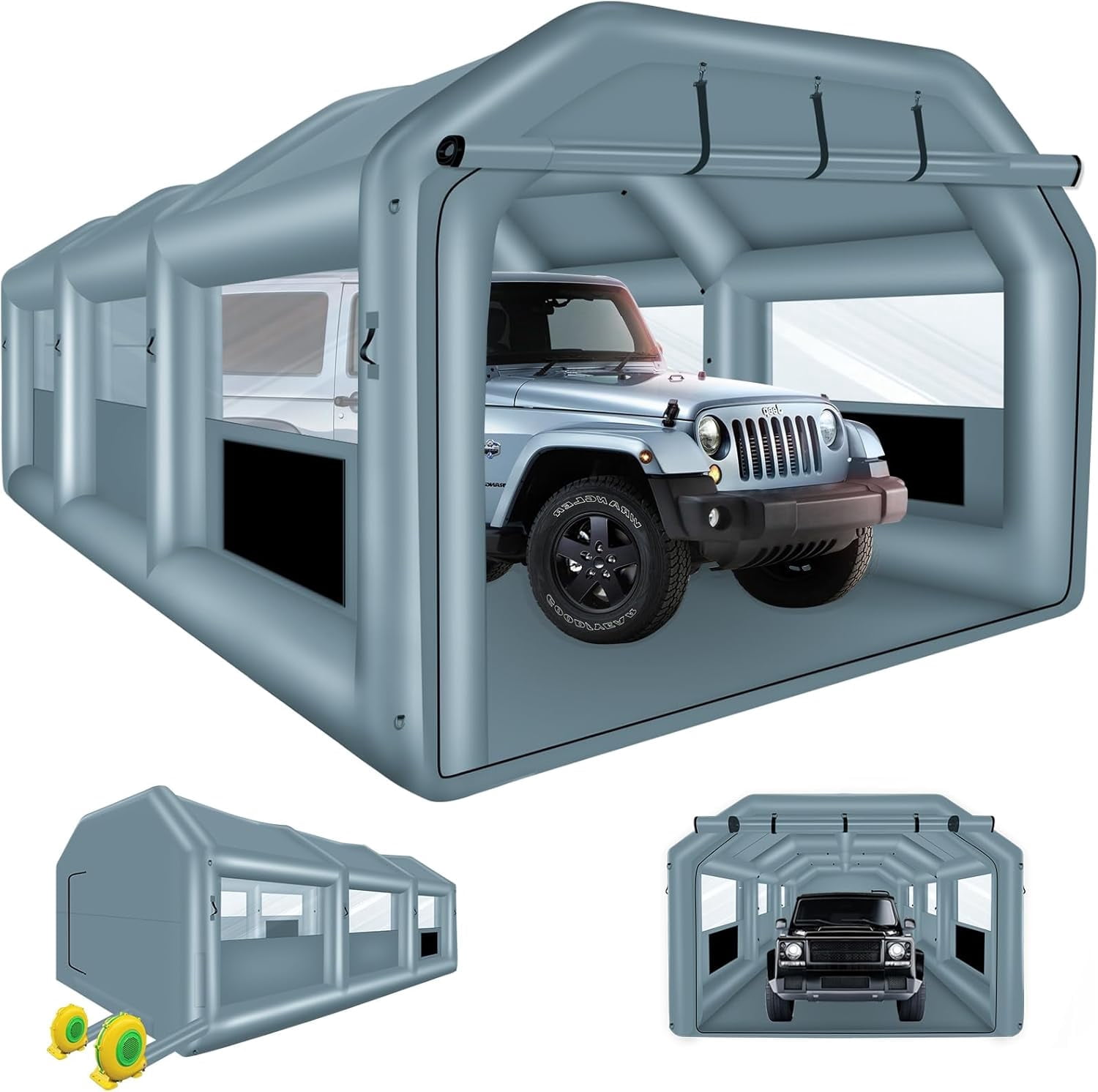 xhyhwyd Inflatable Spray Booth 26x14.4x9.5 ft Portable Inflatable Paint Booth Tent with Air Filter System for DIY Spray Car Parts Painting Motorcycle (Blowers Excluded)