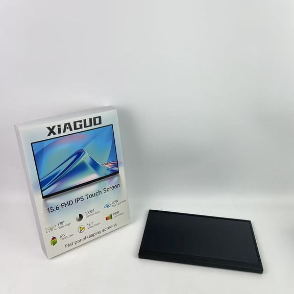 xiaguo Flat panel display screens,15.6'' Portable Monitor Touchscreen, FHD IPS Touch Screen with Tempered Glass, Travel Monitor with Kickstand & Speaker, HDMI USB C External Monitor