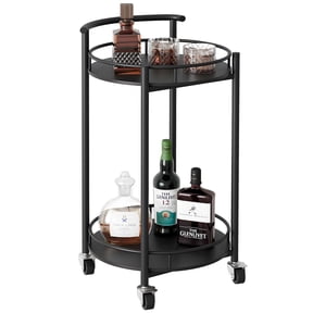xiamenxinshouyimaoyi Rolling Trolley Bar Serving Cart with Wine Rack, Metal Black