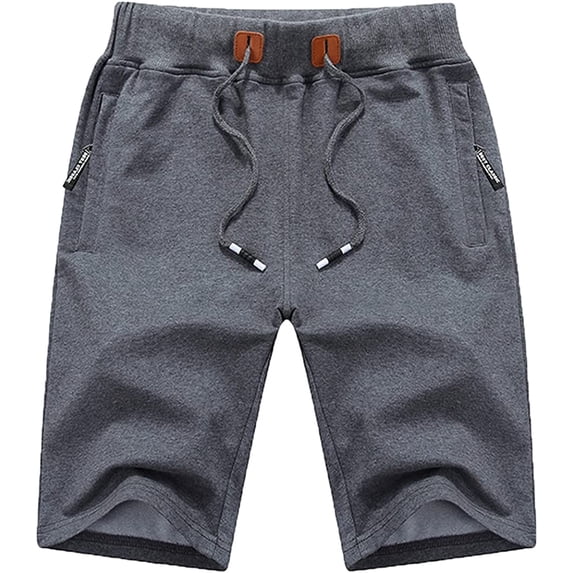 xiamianmy Mens Shorts Casual Drawstring Zipper Pockets Elastic Waist Workout Shorts for Men Darkgray 46