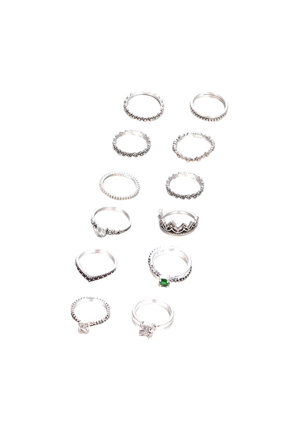 xiangDd 12PC Women Bohemian Vintage Silver Stack Rings Above Knuckle Rings Set