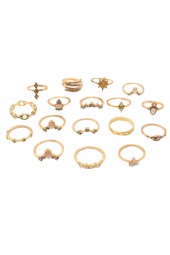 xiangDd Bohemian Style Diamond Set Ring Jewelry 17 Piece Set Ring