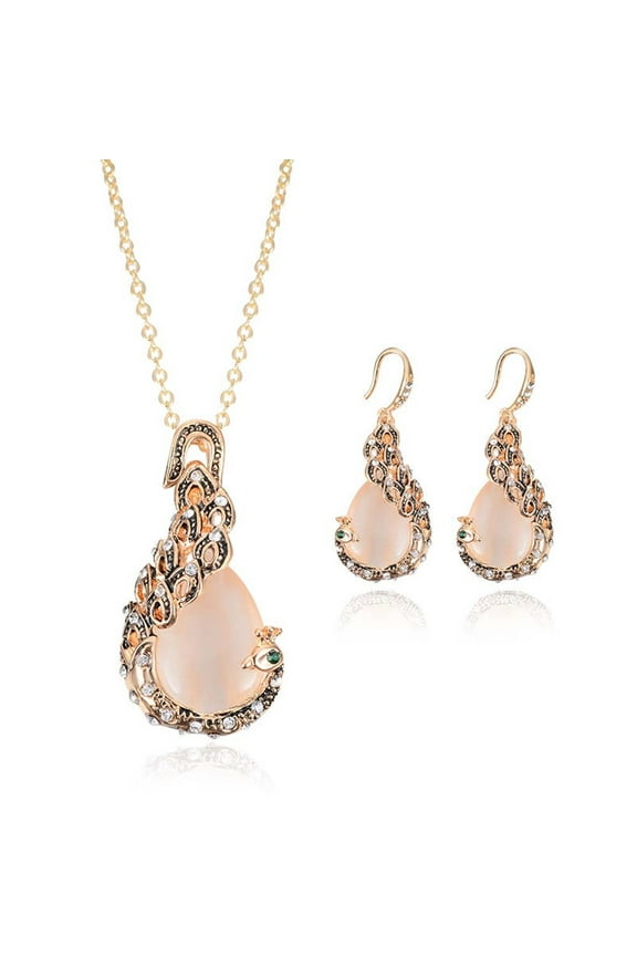 xiangDd Bridal Wedding Jewelry Set Alloy Necklace Earrings Rhinestone