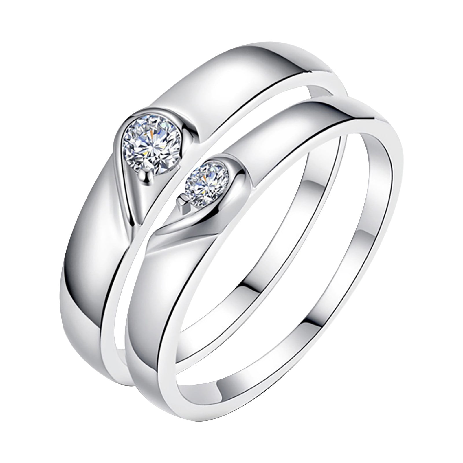 AED 131.6 - [100 Years With You] Couple Moissanite Silver Rings -  www.duzai-jewelry.com