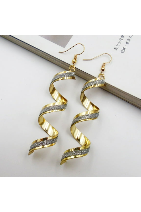xiangDd Twist Spiral Earrings Dangle Earring Charm Jewelry Silver Gold Black Long Earrin