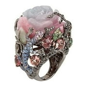OCIVIESR xiangDd Vintage Rose With Diamonds Exaggerated Ring Jewelry