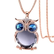 OCIVIESR xiangDd Women Simple Owl Rhinestone Pendant Necklace Long Necklace