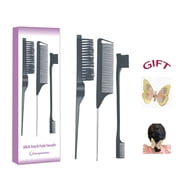 xiangwenlan Black Comb Set 3 piece, Slick Back Brush with Edge Brush, styling comb for kids for middle part Rat Tail Comb, Teasing Brush Set for Smoothing brush Baby Hair