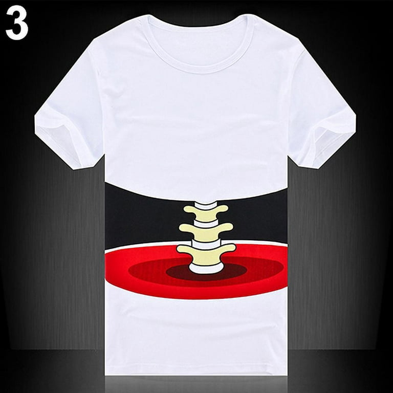 xiaobai Creative 3D Big Hand Bone Print Short Sleeve T-shirt Tee Summer  Fashion Top