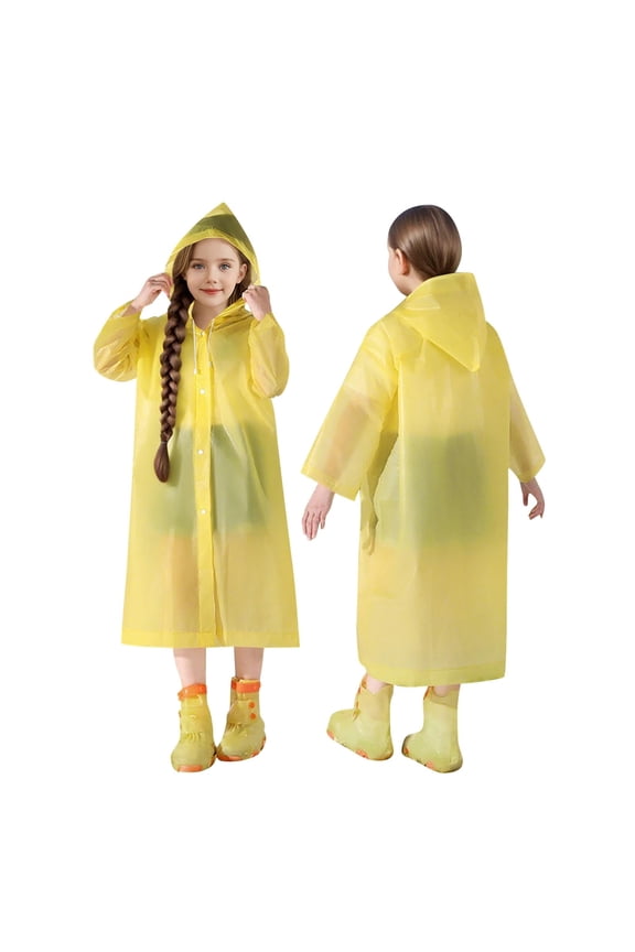 Kids Rain with Hooded Reusable Waterproof Lightweight s Kids Boy Girl Raincoat Outwear Yellow 3-14 Years