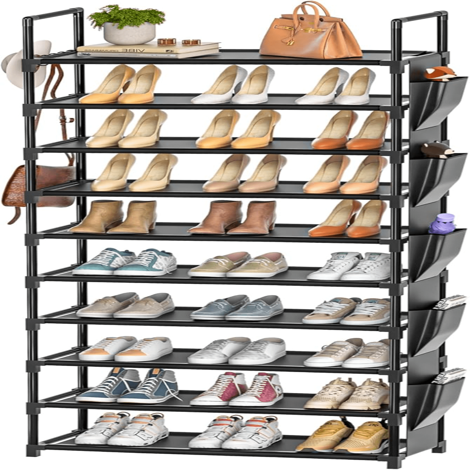 ximoneboom Tall Shoe Rack Narrow 10Tier Shoe Racks Organizer for Closet ...