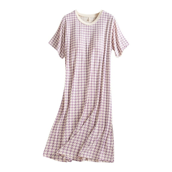 xinglv Clearance Nightgowns for Women Plus Size Soft,Button Down Sleepwear Plus Size Night Gowns for Adult Women Sleepshirts Plus Size Pajama Dress for Women Plus Size Nightwear Purple XXL