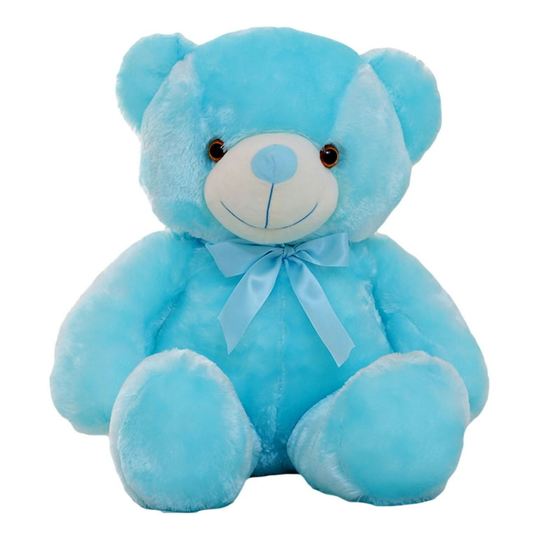 Xingqing 11.8 inch Creative Light Up LED Inductive Teddy Bear Stuffed Animals Plush Toy Colorful Glowing Teddy Bear Blue 30cm