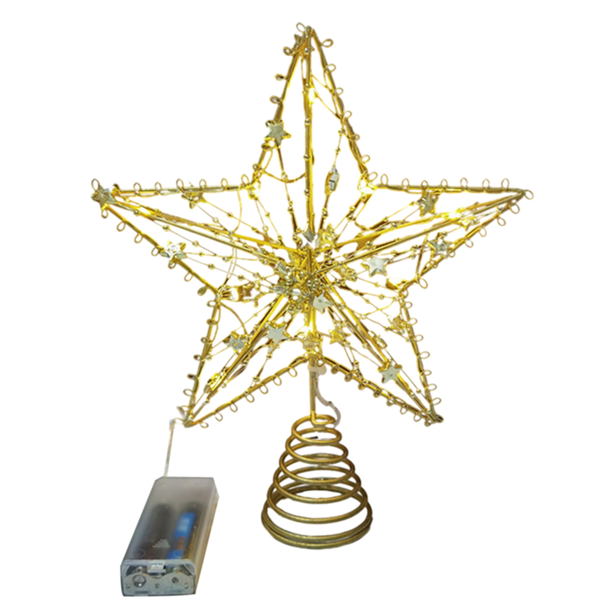 xingqing LED Christmas Tree Star Topper, Beaded Tree Topper Seasonal Decor