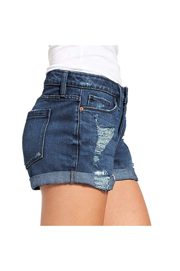xingwang Clearance Jean Shorts for Women High Waisted,Women Summer Pants Sexy Jeans High Waist Slim Hole Shorts pants Blue S