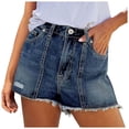 thumbnail image 1 of xingwang Clearance Plus Size Jean Shorts for Women High Waisted,Women Fashionable Loose Fitting Casual Versatile Jeans Shorts Blue XXL, 1 of 8