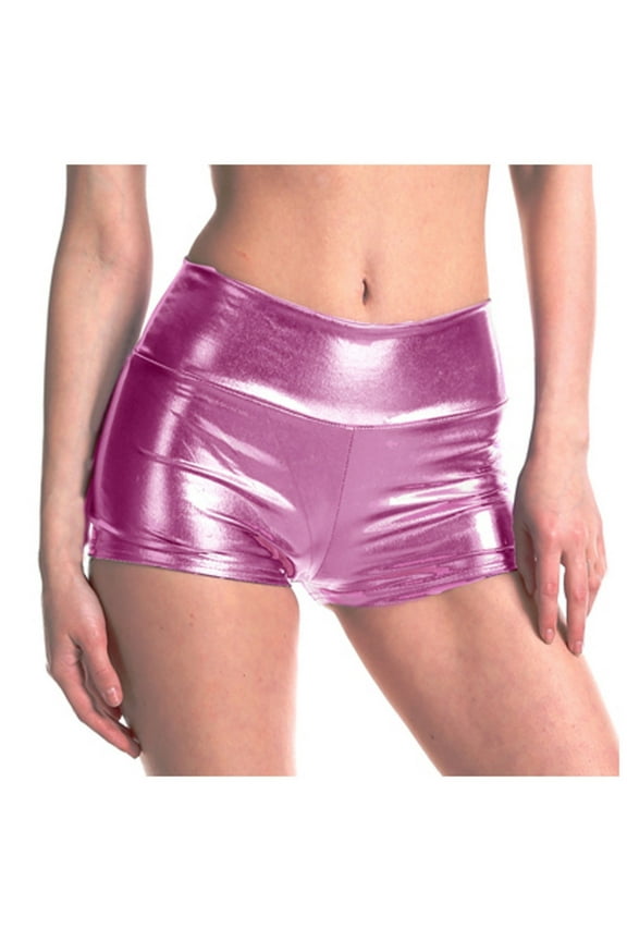 xingwang Clearance Plus Size Leather Shorts for Women High Waisted,Women Solid Bare Imitation PU Lingerie Pants Sexy Slim Buttocks Short Pants Pink XL