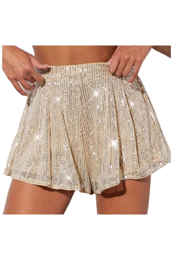 xingwang Clearance Plus Size Shorts for Women High Waisted,Women's Sparkling Sequined Shorts And Sparkling Pants Rose Gold XL
