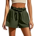 thumbnail image 1 of xingwang Clearance Shorts for Women High Waisted,plus size Stylish Bow Lace Up High Waist Waistband Pocket Casual Shorts Dark Green M, 1 of 5