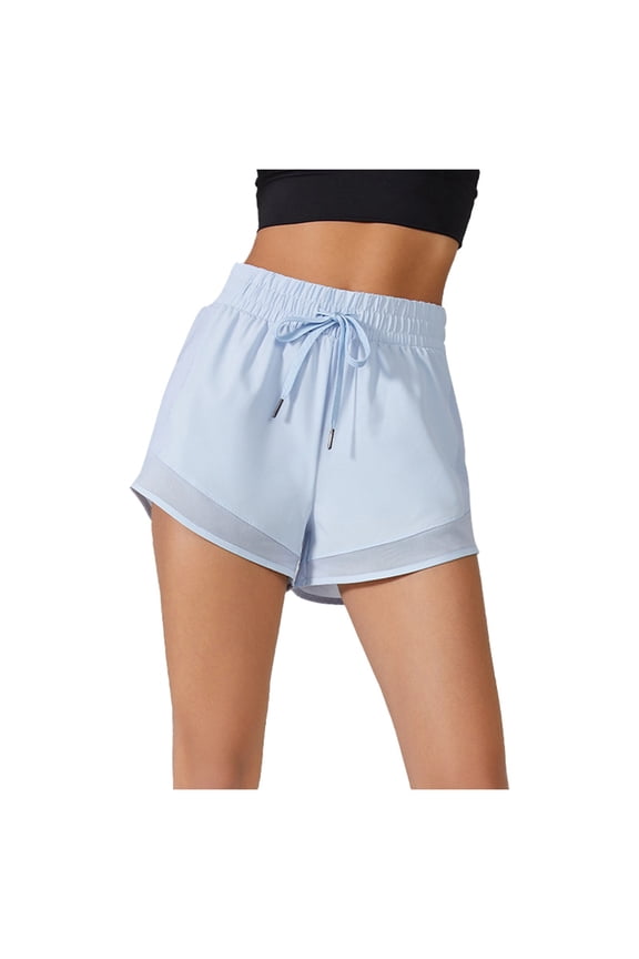 xingwang Clearance Women Plus Size Runnig Yoga Workout Shors High Waisted,Women's Summer Yoga Shorts With Pockets Loose Fit Chafing & Two Piece Design For Running & Fitness Light Blue S