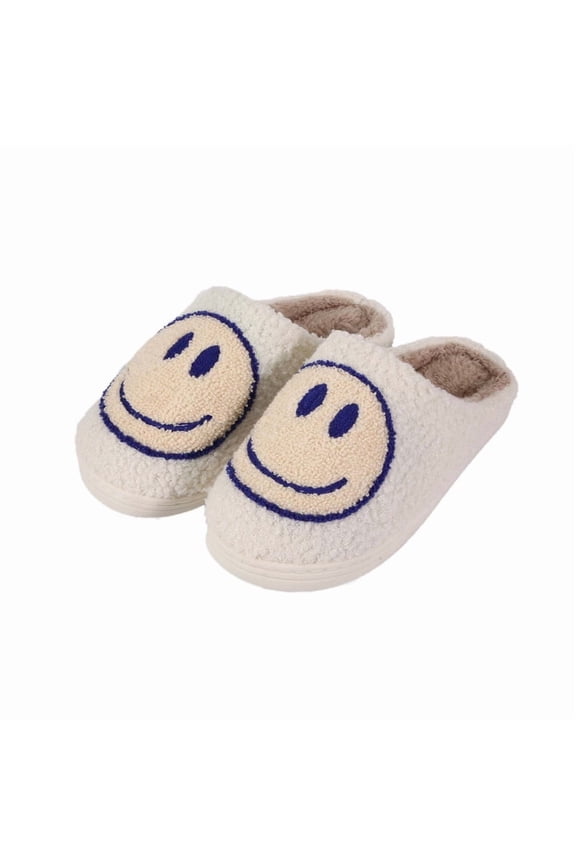 Kids Smile Face Slippers for Girls Boys, Cute Soft Plush Non-Slip Warm Fuzzy Comfy House Slippers Toddler Cartoon Happy Face Slipper Indoor Outdoor