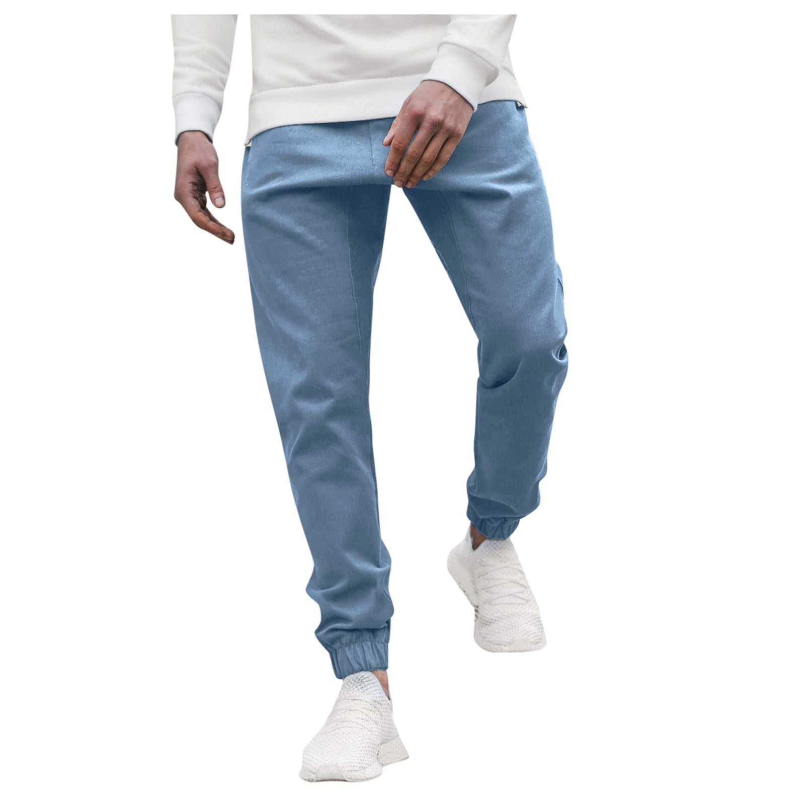 ELANHOOD CREAM & SKY BLUE Slim Fit Formal Trouser Pant For Men