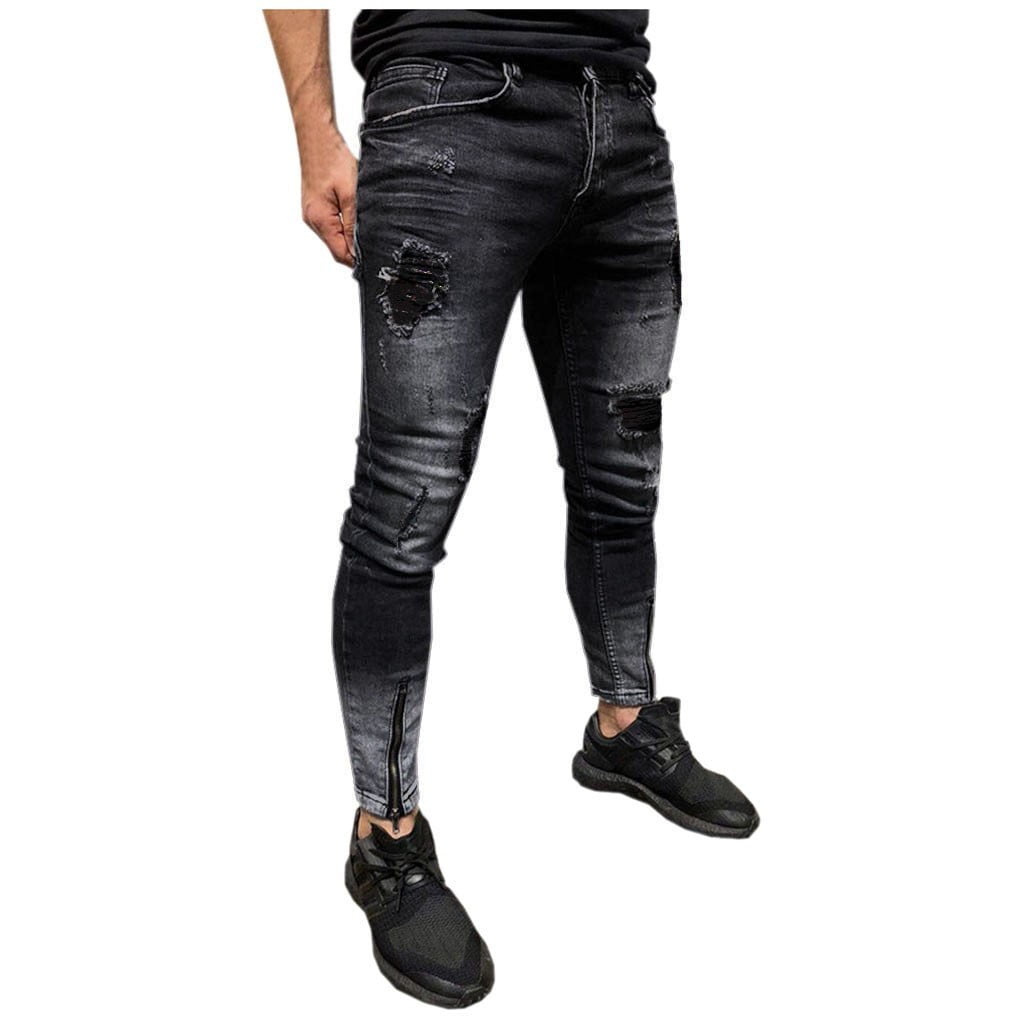 xinqinghao lounge pants mens skinny stretch denim pants distressed