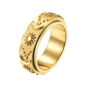 xinqinghao nanafast stainless steel swivel ring relieves anxiety ring sun moon star commitment engagement ring gold f